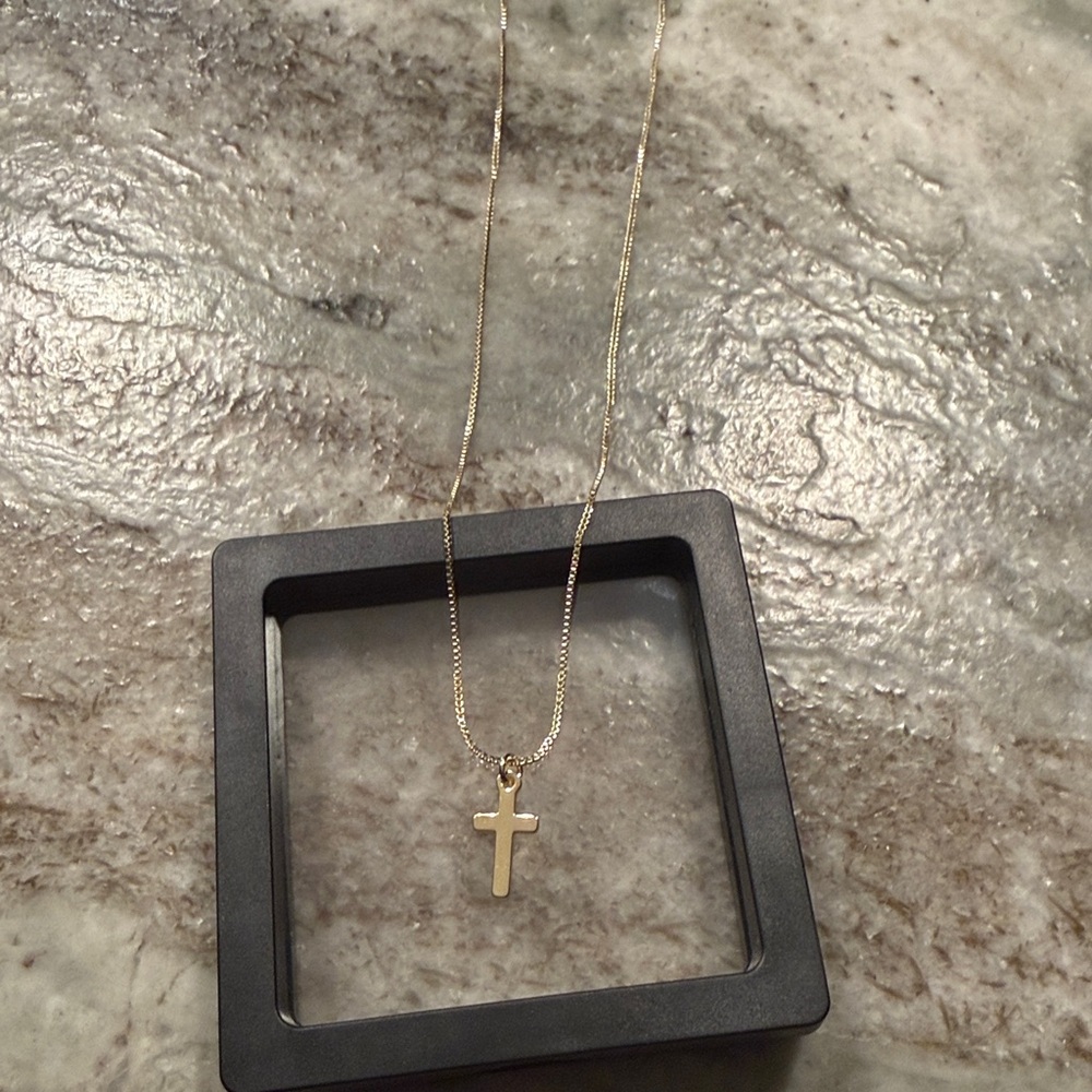 Adjustable Gold Cross Pendant Necklace